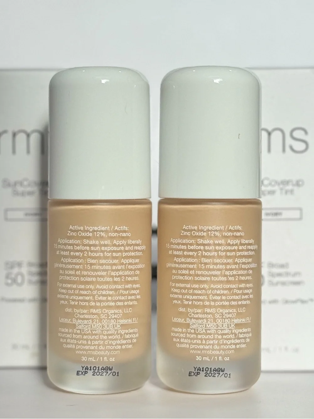 2-Pack RMS Beauty SunCoverup Super Tint SPF 50 Ivory NEW $98 Value